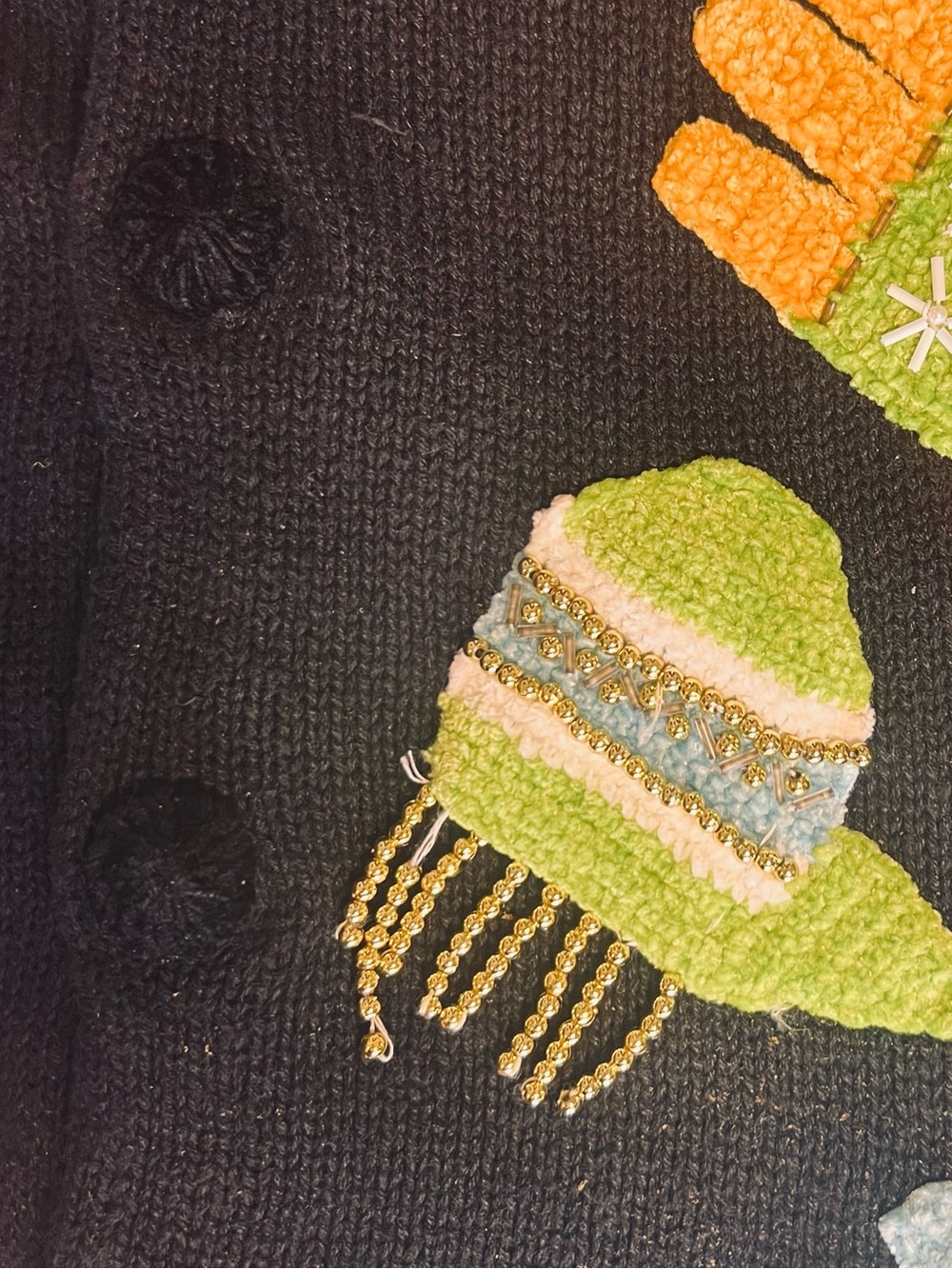 Victoria Harbour Vintage Y2K M Black Mitten Cardigan Sweater Beaded Embellished - Picture 13 of 13
